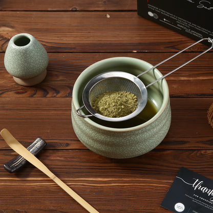 LiorVex Matcha Whisk Set – 8 Pcs Ceramic Matcha Tea Kit with Bamboo Whisk, Scoop, Spoon, Sifter & Matcha Bowl – Japanese Tea Ceremony Set